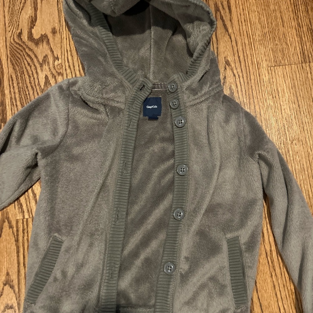 GAP Kids Brown  Hooded Chenille Button Up Sweater - Picture 2 of 5